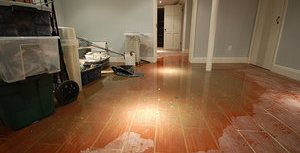 Rainwater Flooding A Living Room After A Hurricane