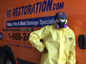 Hazmat Suit 911 Restoration Water Damage Van